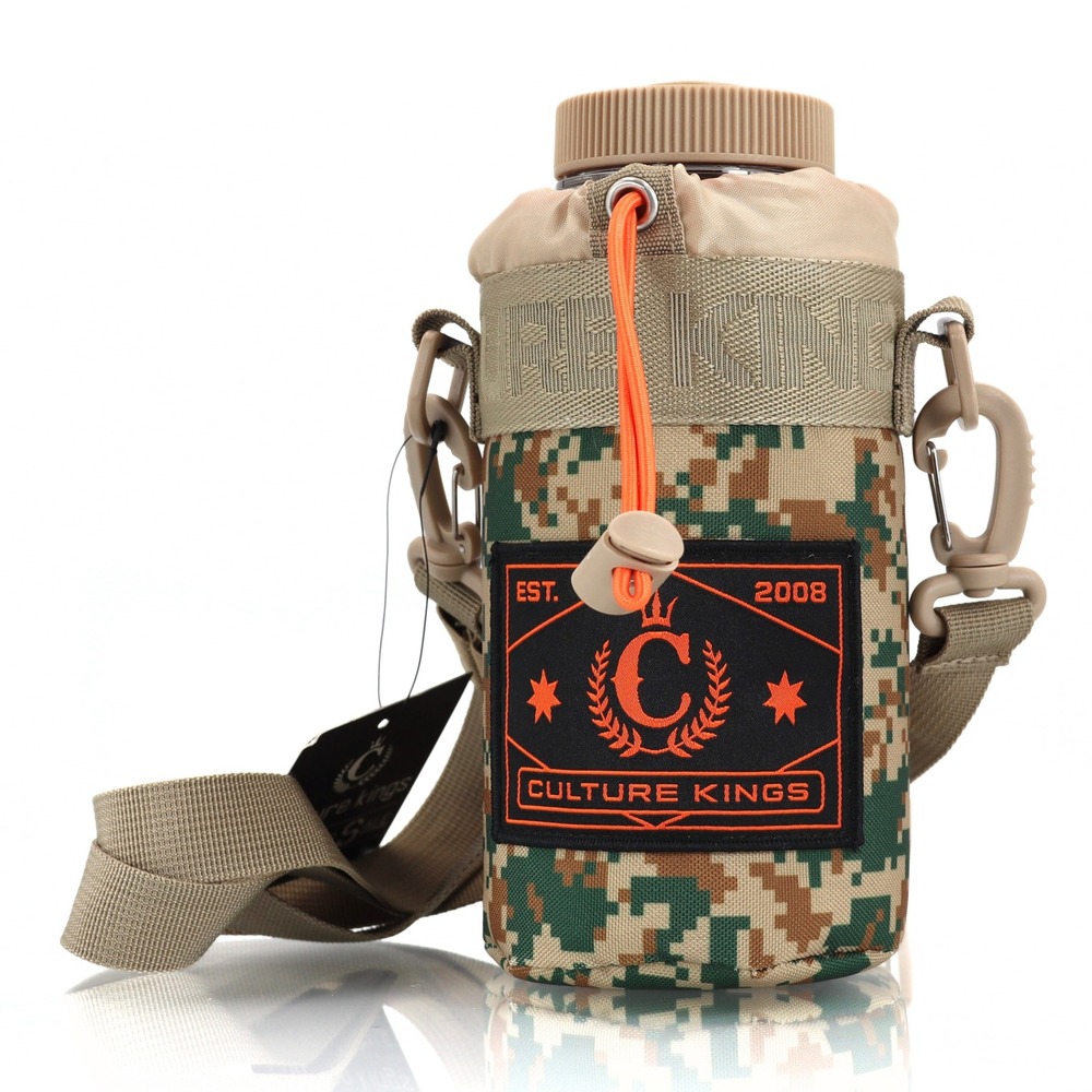 Culture Kings Camo Water Bottle Set 1L Tactical Carrier Sling Strap Promo‎ NWOB